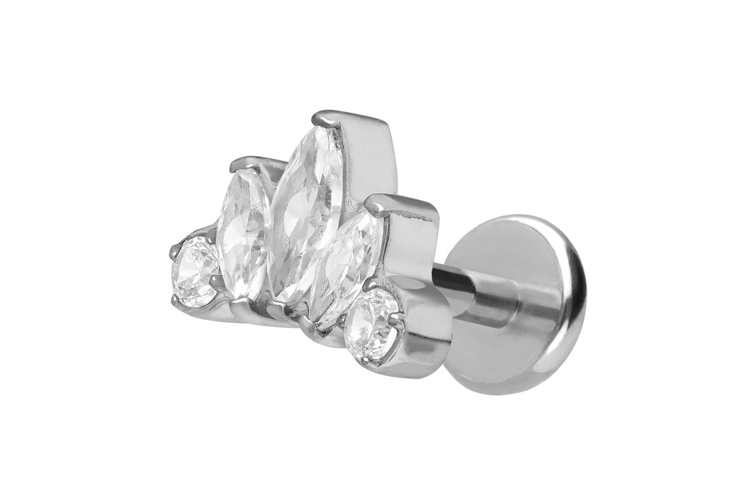 Titan Labret Piercing mit Push Fit LOTUSBLÜTE